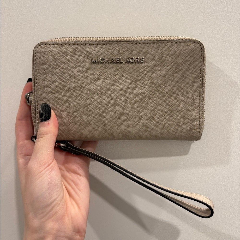 Michael Kors Taupe Wristlet Wallet